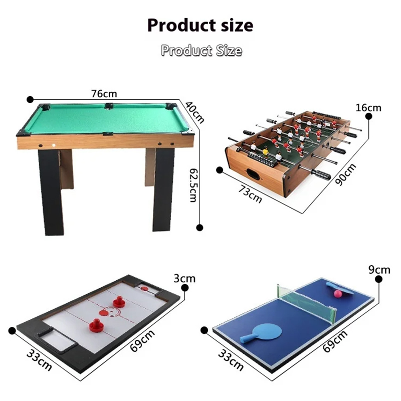 Tavolo multigioco 4 in 1 con biliardino, air hockey, ping pong e biliardo