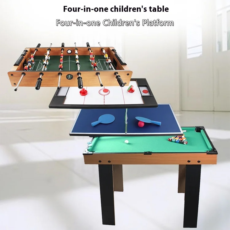 Tavolo multigioco 4 in 1 con biliardino, air hockey, ping pong e biliardo