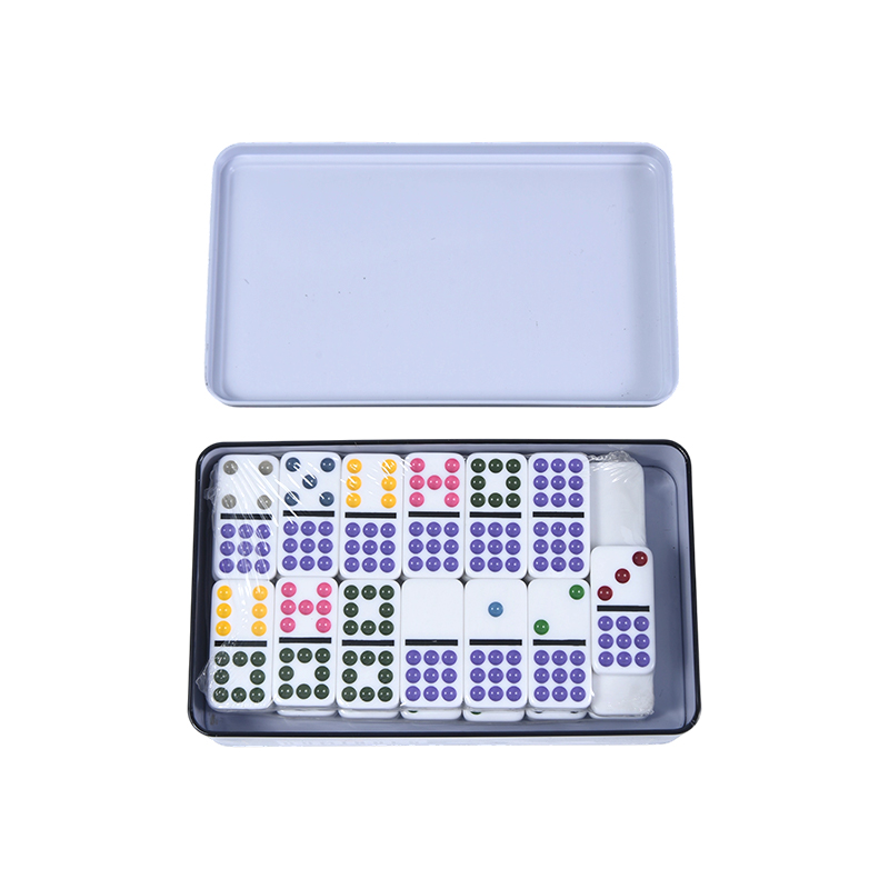 Domino di precisione in scatola di latta Colour Dot Double Nine