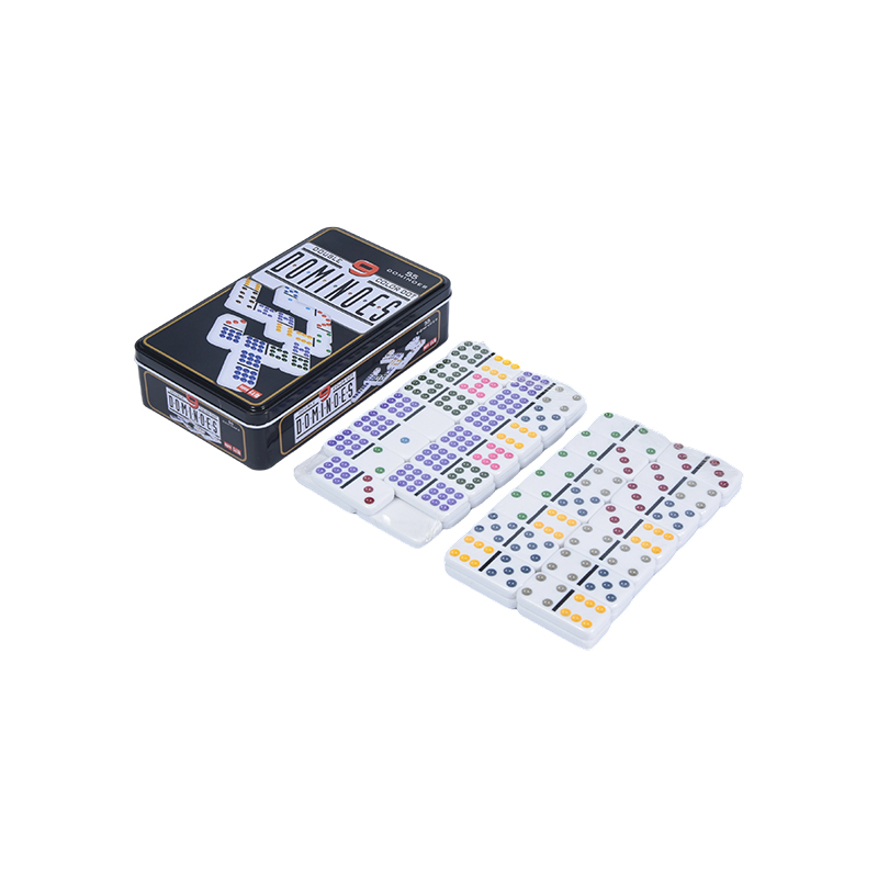 Domino di precisione in scatola di latta Colour Dot Double Nine