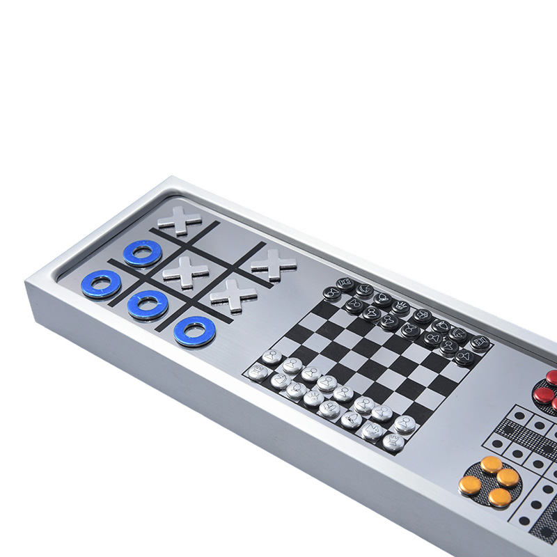 Set da gioco di SCACCHI magnetico 3 in 1 in lega di alluminio