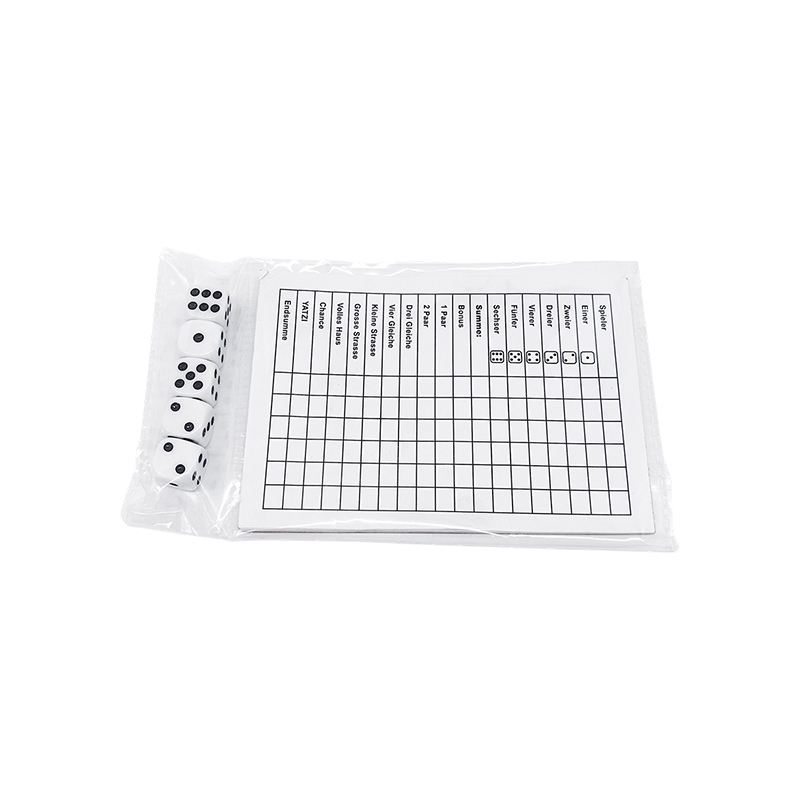 Set di tabelloni segnapunti YATZY essenziali per il gioco di dadi classici