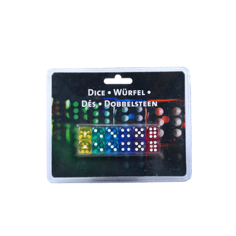 Set di dadi multicolori – 10 pezzi in confezione trasparente