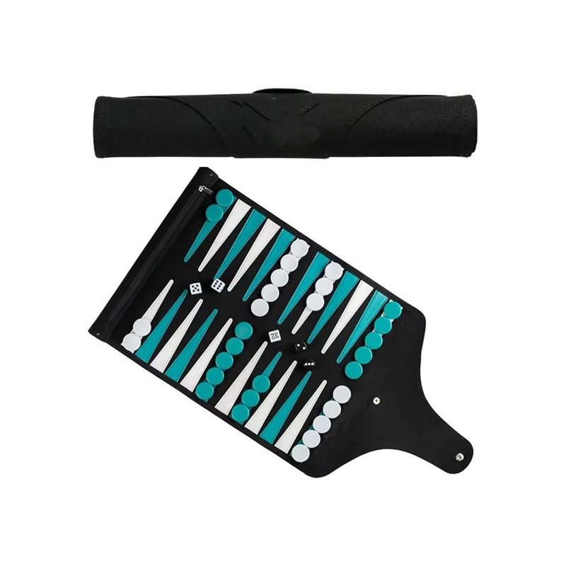 Set da backgammon pieghevole in pelle: eleganza portatile per il gioco in movimento