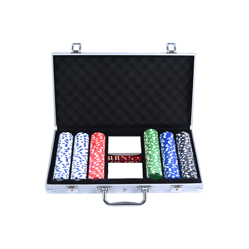 Custodia in alluminio completa di dadi e pulsante del mazziere Set di fiches da poker premium