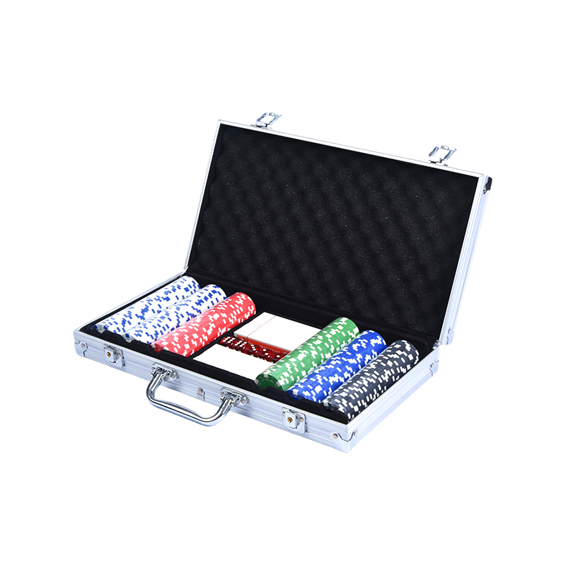 Custodia in alluminio completa di dadi e pulsante del mazziere Set di fiches da poker premium