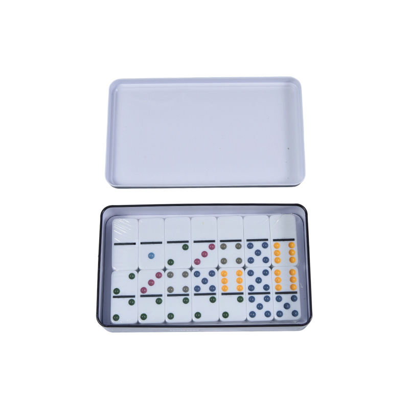 Set competitivo professionale: set di scatole in ferro da domino a sei punti colorati
