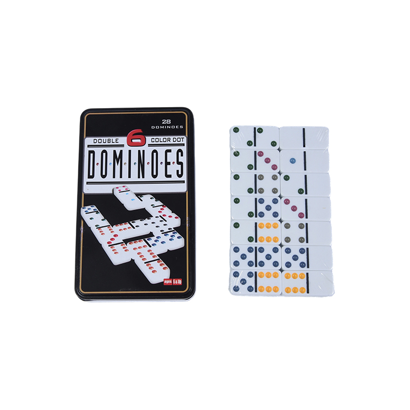 Set competitivo professionale: set di scatole in ferro da domino a sei punti colorati