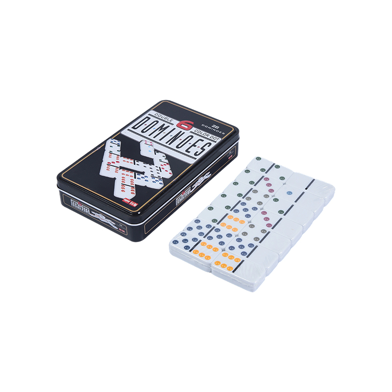 Set competitivo professionale: set di scatole in ferro da domino a sei punti colorati