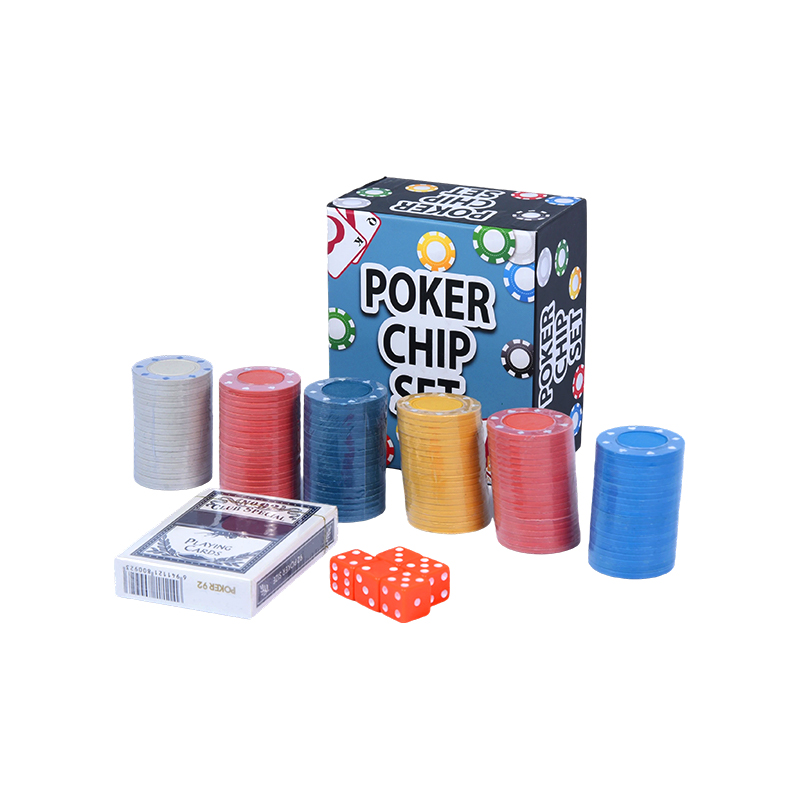 Completo di fiches colorate, carte da gioco e set di fiches da poker con dadi