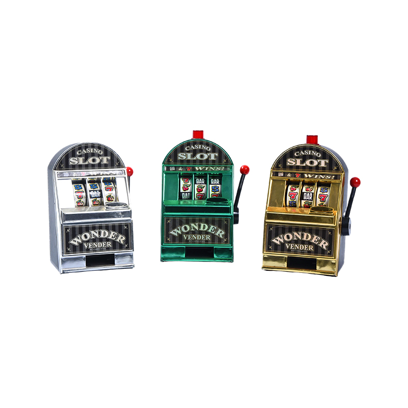Bandito con un braccio solo in miniatura da casinò in stile vintage - Set di tre (argento, verde, oro)
