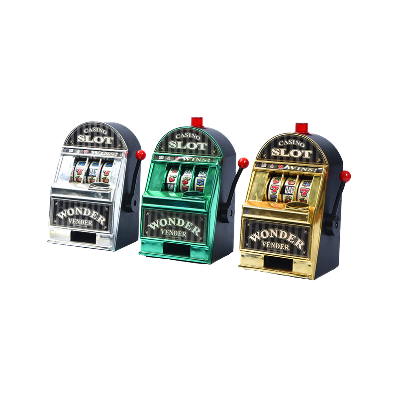 Bandito con un braccio solo in miniatura da casinò in stile vintage - Set di tre (argento, verde, oro)