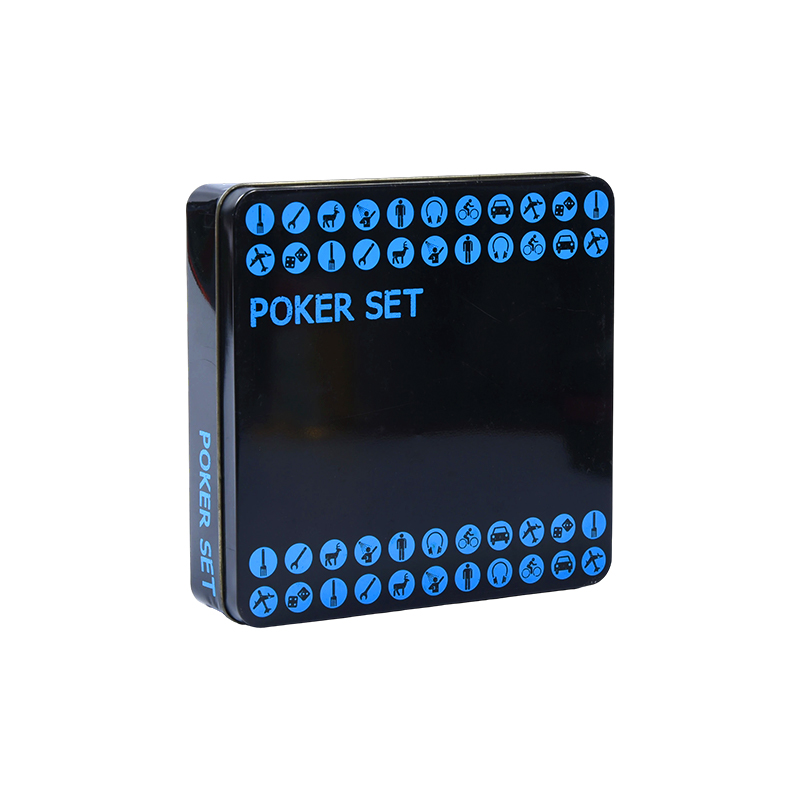 Set da poker nero in latta di metallo – Completo di fiches, carte e accessori