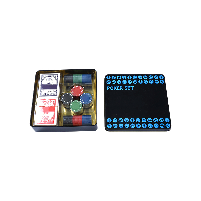 Set da poker nero in latta di metallo – Completo di fiches, carte e accessori