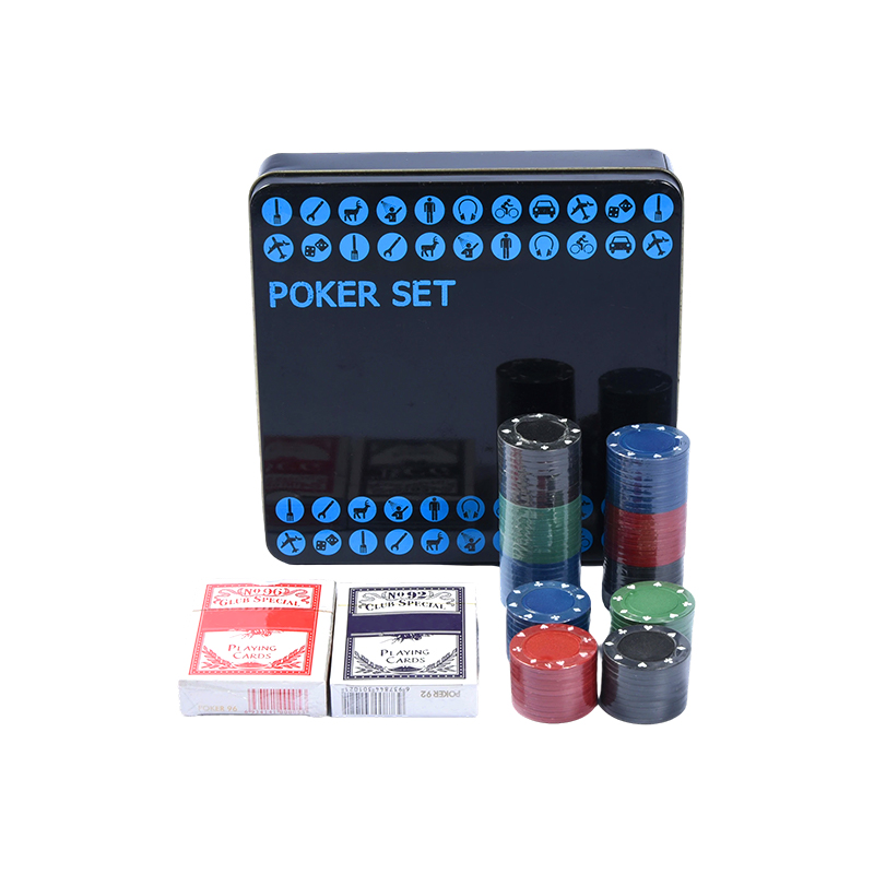 Set da poker nero in latta di metallo – Completo di fiches, carte e accessori