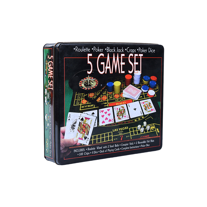 Set da gioco da casinò 5 in 1 in latta di metallo