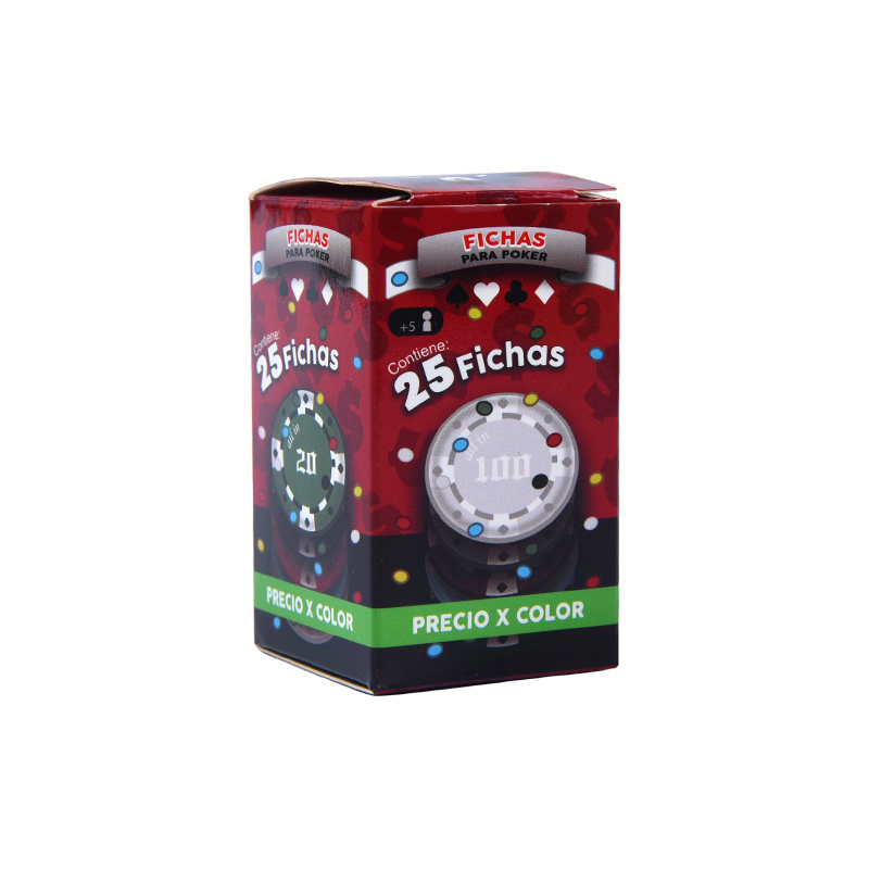 Set di fiches da poker colorate: fiches di colore assortite da 25 pezzi in scatola di imballaggio