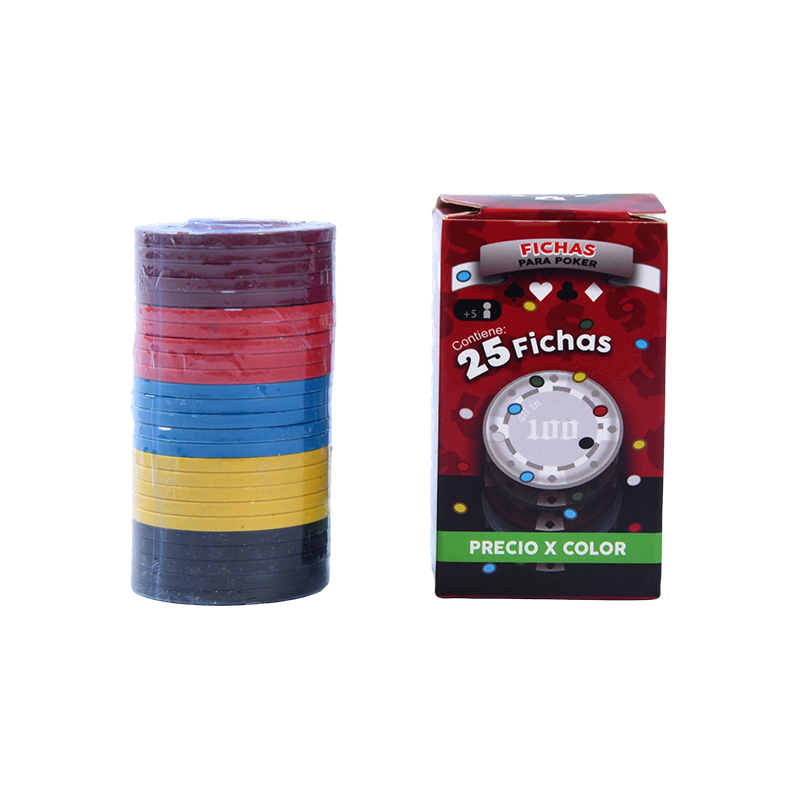 Set di fiches da poker colorate: fiches di colore assortite da 25 pezzi in scatola di imballaggio