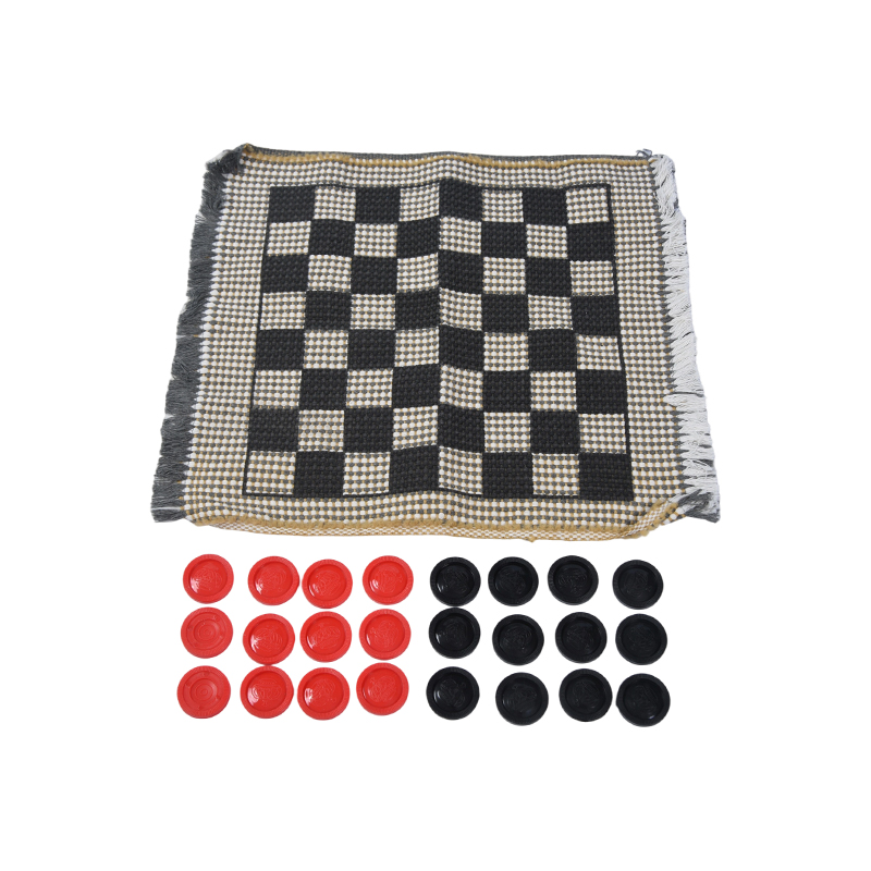 Tappetino da gioco tradizionale dama con dischi da gioco in plastica