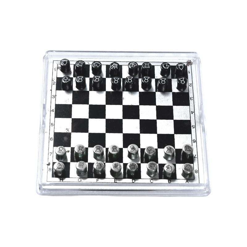 Set di scacchi internazionali in metallo magnetico in custodia acrilica trasparente