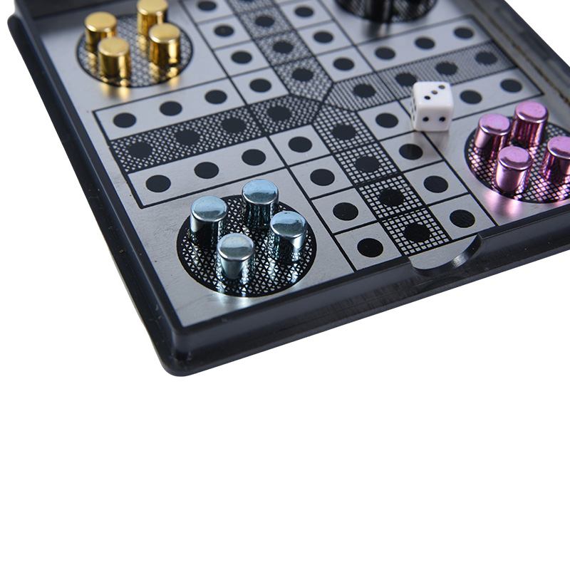 Set da gioco Ludo in metallo magnetico in custodia acrilica trasparente