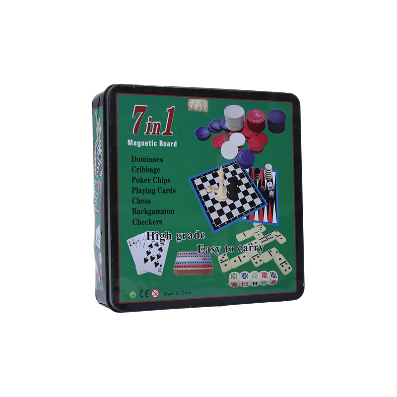 Set da gioco da tavolo magnetico 7 in 1 con custodia in latta di metallo