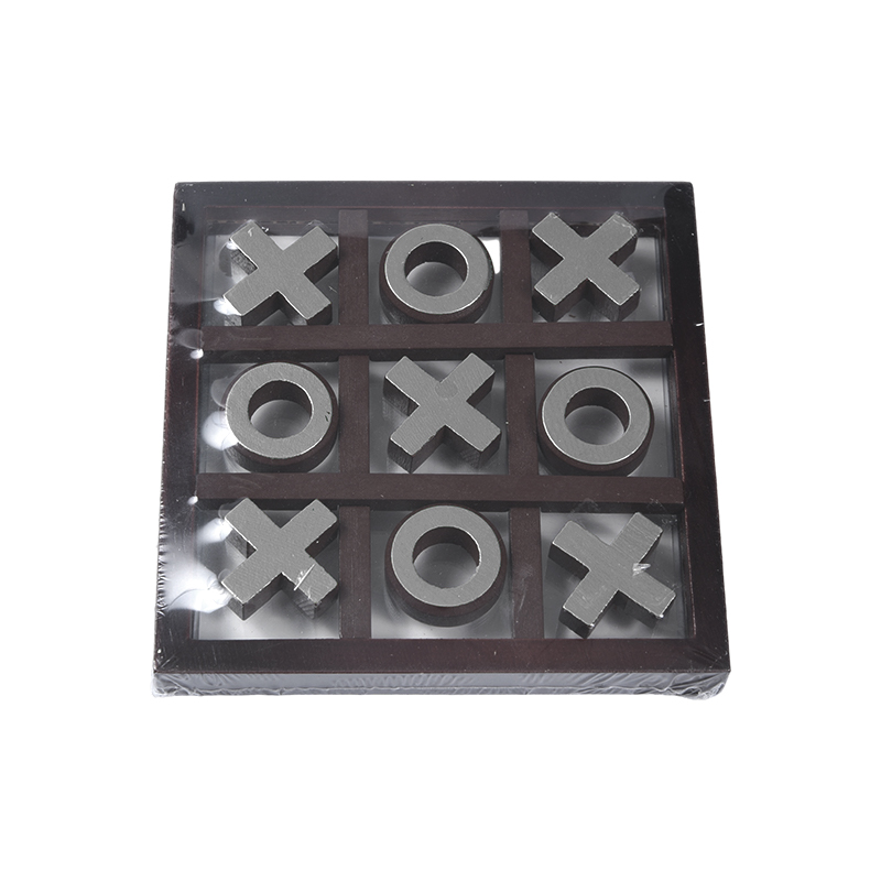 Pezzi color oro in cornice scura Gioco Tic-Tac-Toe in legno