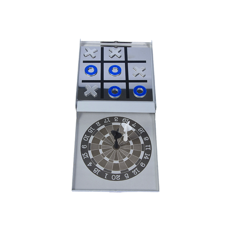 Gioco combinato di freccette magnetiche e tris con custodia in metallo portatile