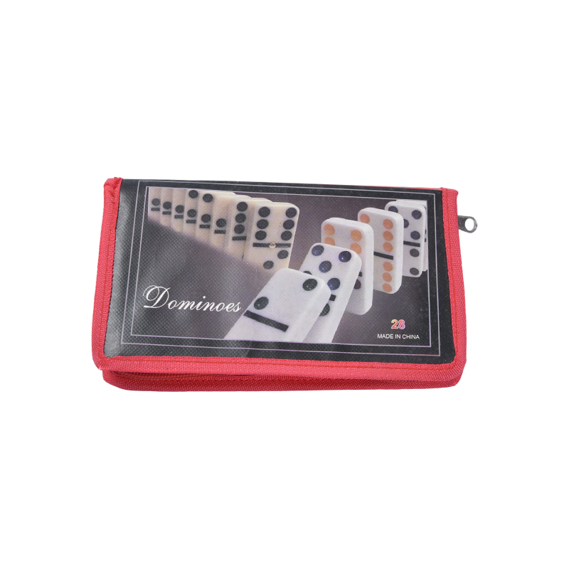 Gioco classico con custodia protettiva - Set domino portatile in custodia in tessuto rosso