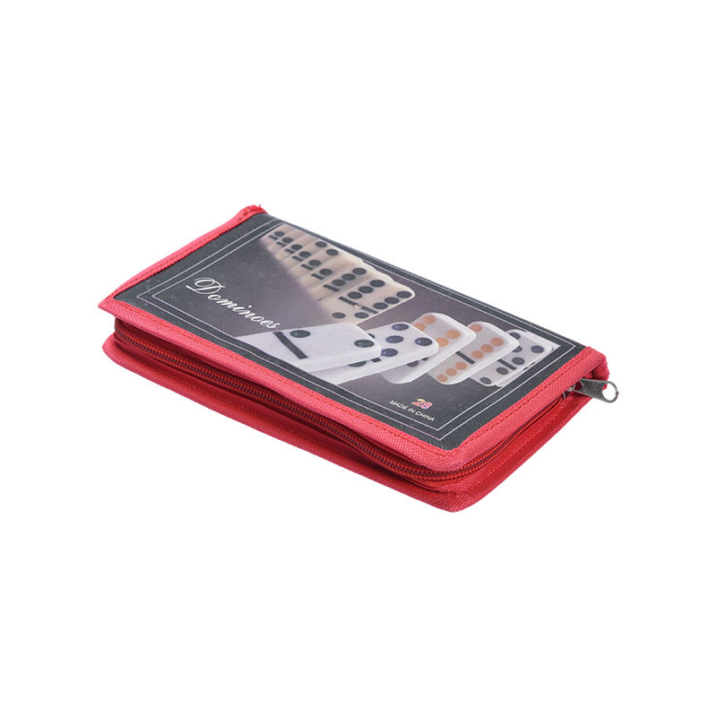 Gioco classico con custodia protettiva - Set domino portatile in custodia in tessuto rosso