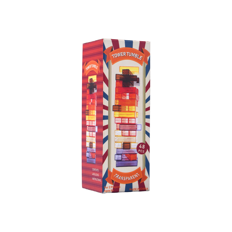 Gioco di caduta della torre trasparente con sfida di impilamento dei colori da 48 pezzi