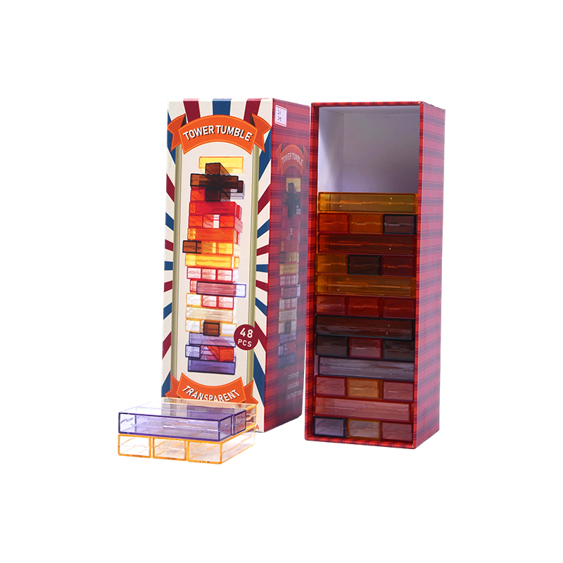 Gioco di caduta della torre trasparente con sfida di impilamento dei colori da 48 pezzi