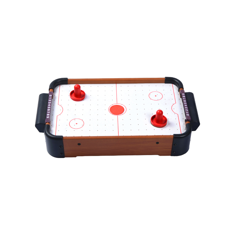 Mini gioco da tavolo con dischi rossi e segnapunti Tavolo compatto da air hockey in legno