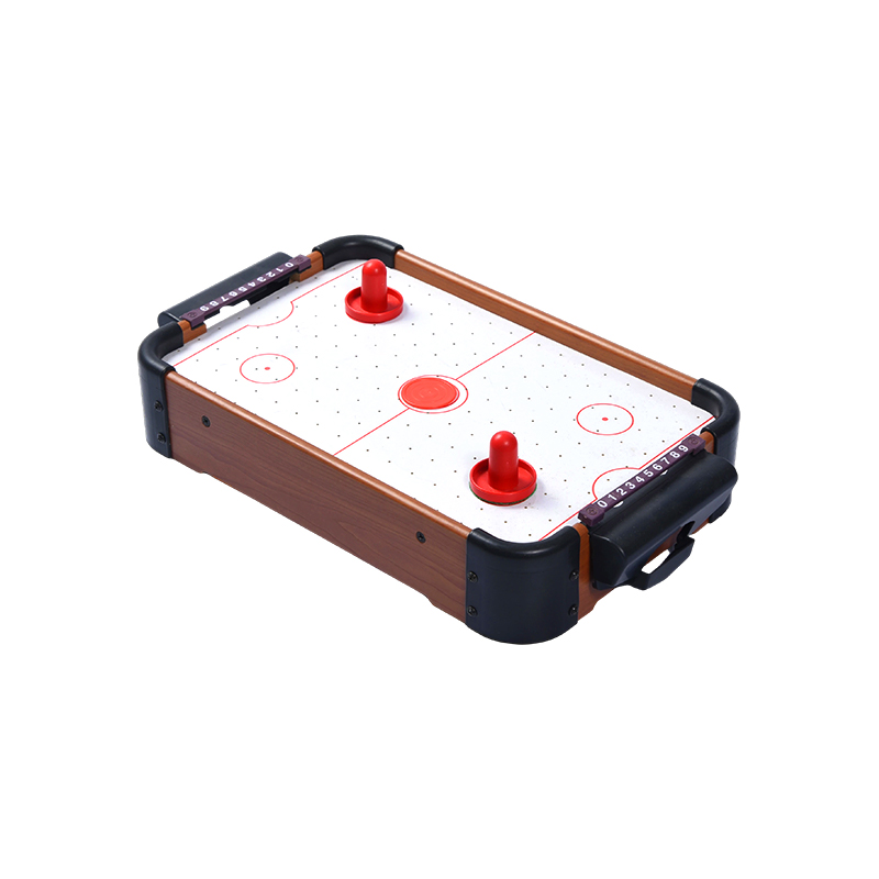 Mini gioco da tavolo con dischi rossi e segnapunti Tavolo compatto da air hockey in legno