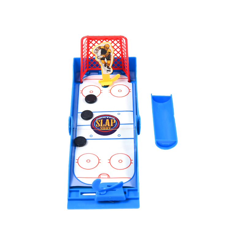 Hockey su ghiaccio da tavolo compatto con lanciatore a molla Mini gioco di hockey Slap Shot